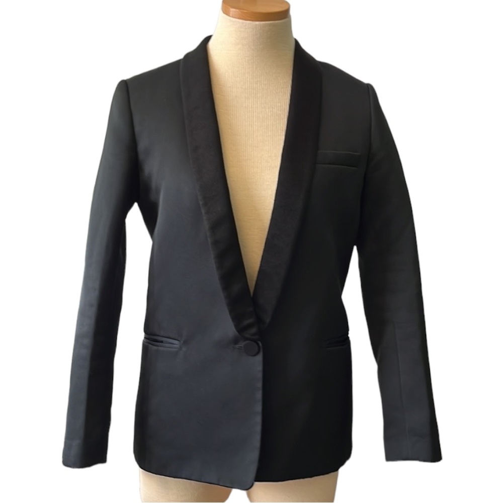 Sandro Tuxedo Blazer Jacket, Black, size 36/Small